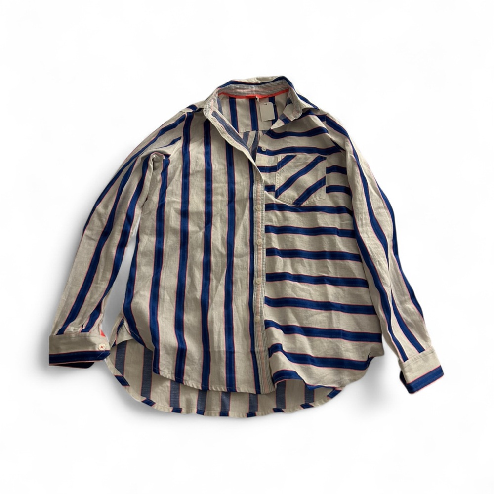 Joules Blue and White Striped Button Down Shirt